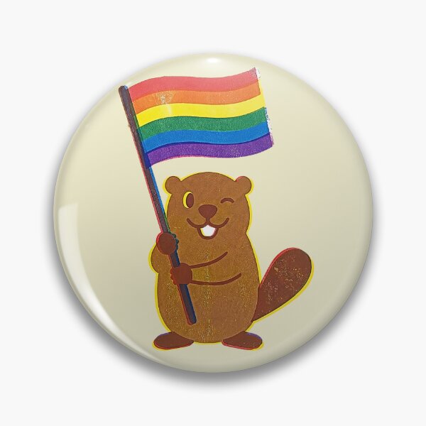 Item preview, Cute Gay Pride Beaver Rainbow Flag Risograph Print designed and sold by TackyTime.