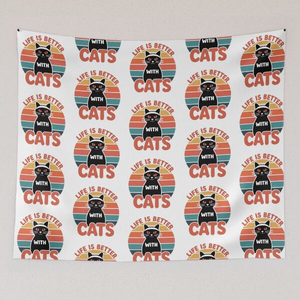 Item preview, Life Is Better With Cats Retro designed and sold by QuiteOrbit.