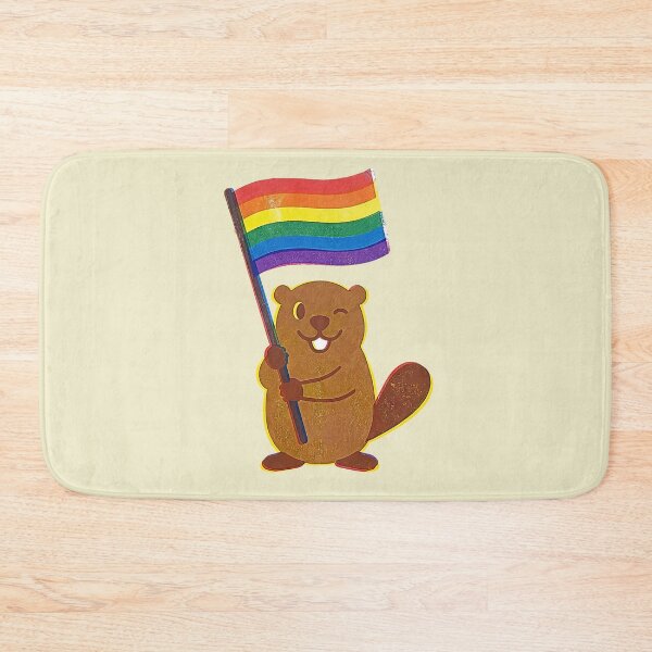 Item preview, Cute Gay Pride Beaver Rainbow Flag Risograph Print designed and sold by TackyTime.