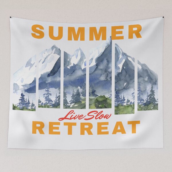 Item preview, Summer Retreat Watercolor Mountains Live Slow Travel Art designed and sold by SilverSeaBKK.
