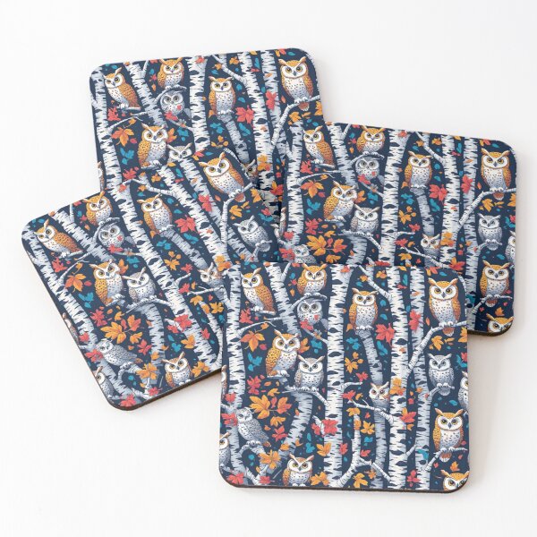 Item preview, Cute Owls and Birch Trees Seamless Pattern Woodland Art designed and sold by dcohea.