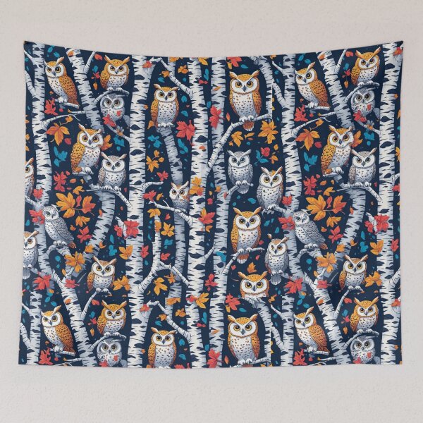 Item preview, Cute Owls and Birch Trees Seamless Pattern Woodland Art designed and sold by dcohea.