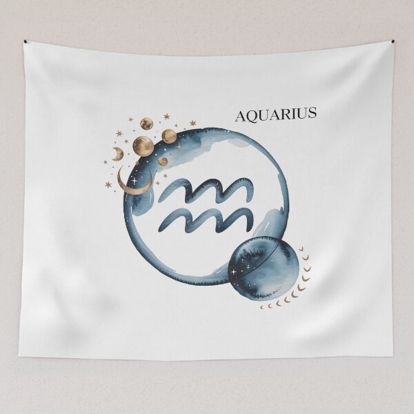 Item preview, Aquarius Zodiac Watercolor Celestial Art – Boho Astrology Design designed and sold by Cool-cat-art.