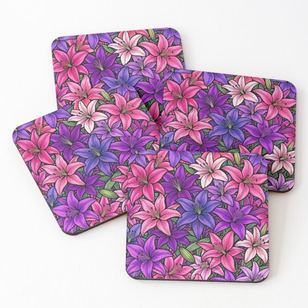 Item preview, Bold Pink and Purple Lilies abstract pattern designed and sold by EpicFoxArt.