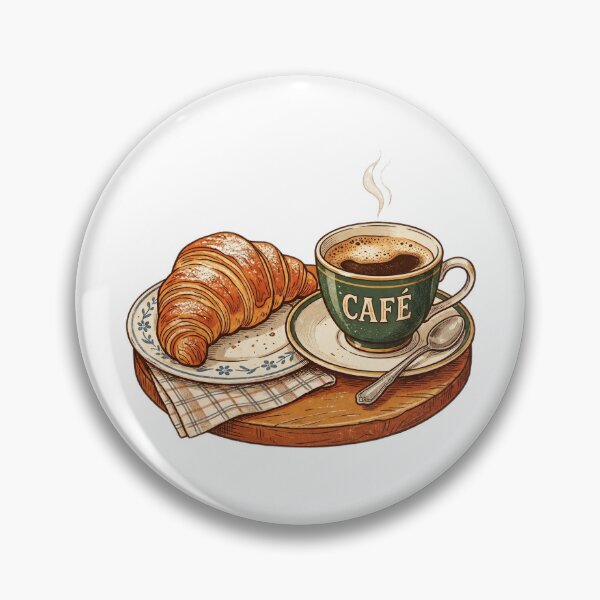 Item preview, Warm Morning Coffee and Croissant Illustration designed and sold by ajamzbox.