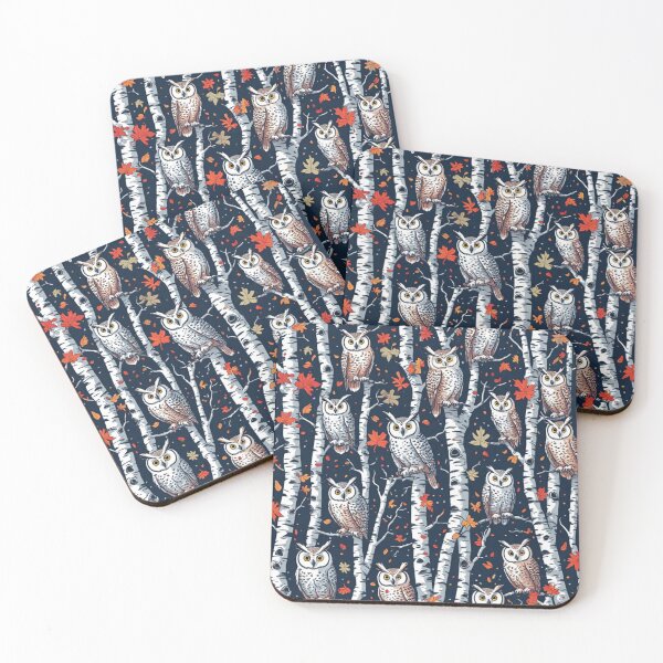 Item preview, Cute Owls and Birch Trees Seamless Pattern Woodland Art designed and sold by dcohea.