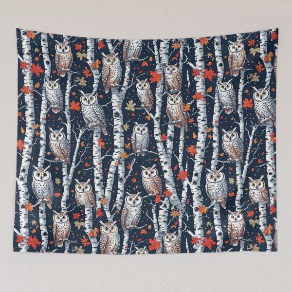 Item preview, Cute Owls and Birch Trees Seamless Pattern Woodland Art designed and sold by dcohea.