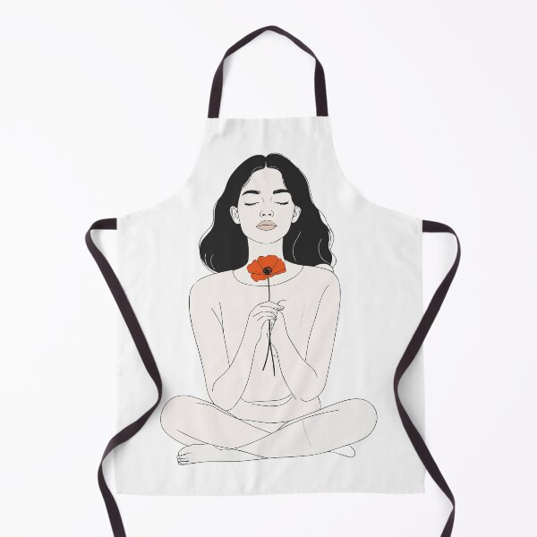 Item preview, Minimalist Meditating Woman with Poppy Print - Aesthetic Line Art Front View Yoga Decor Black Background designed and sold by BestChoiceService.