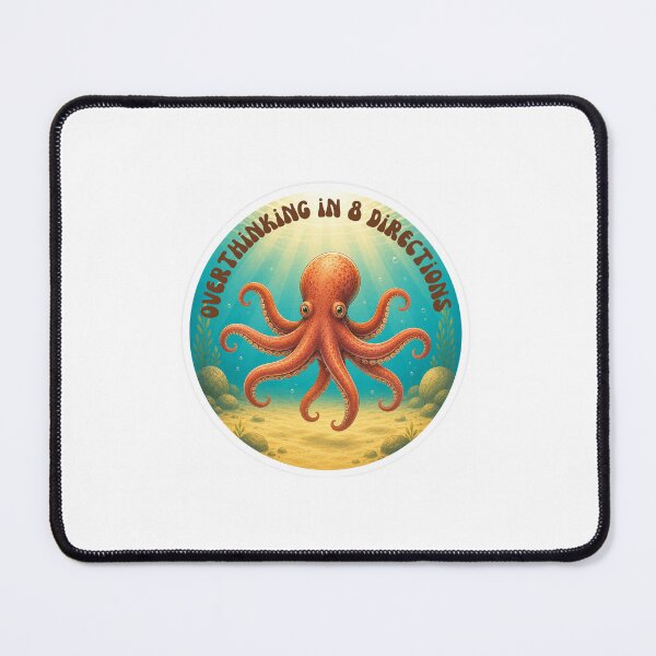 Item preview, Overthinking in 8 Different Directions - Octopus Sticker designed and sold by Pelagic Mood.