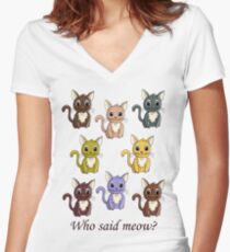 Who said meow? Women's Fitted V-Neck T-Shirt
