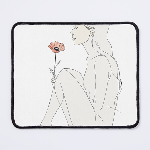 Item preview, Minimalist Side Profile Woman with Poppy Print - Aesthetic Line Art Self Care Decor Black Background Wall Art designed and sold by BestChoiceService.