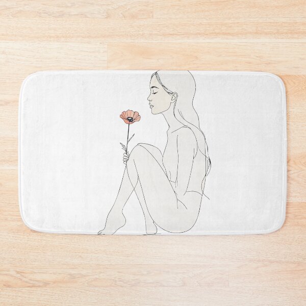 Item preview, Minimalist Side Profile Woman with Poppy Print - Aesthetic Line Art Self Care Decor Black Background Wall Art designed and sold by BestChoiceService.