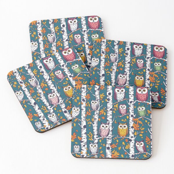 Item preview, Cute Owls and Birch Trees Seamless Pattern Woodland Art designed and sold by dcohea.