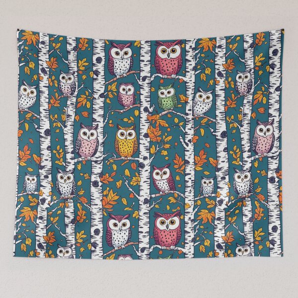 Item preview, Cute Owls and Birch Trees Seamless Pattern Woodland Art designed and sold by dcohea.