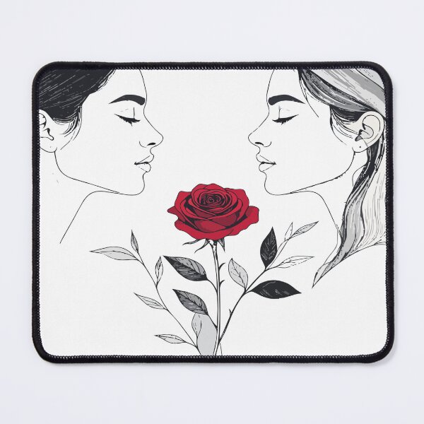 Item preview, Gothic Twin Women with Red Rose Print - Dark Aesthetic Mystic Feminine Illustration Black Background Wall Art designed and sold by BestChoiceService.