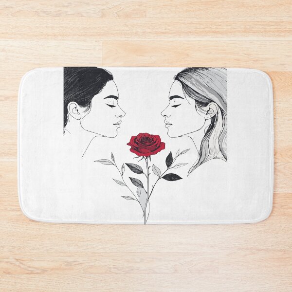 Item preview, Gothic Twin Women with Red Rose Print - Dark Aesthetic Mystic Feminine Illustration Black Background Wall Art designed and sold by BestChoiceService.