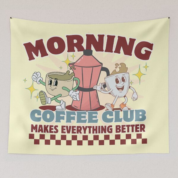 Item preview, Morning Coffee Club Makes Everything Better Retro Mascot Art designed and sold by SilverSeaBKK.