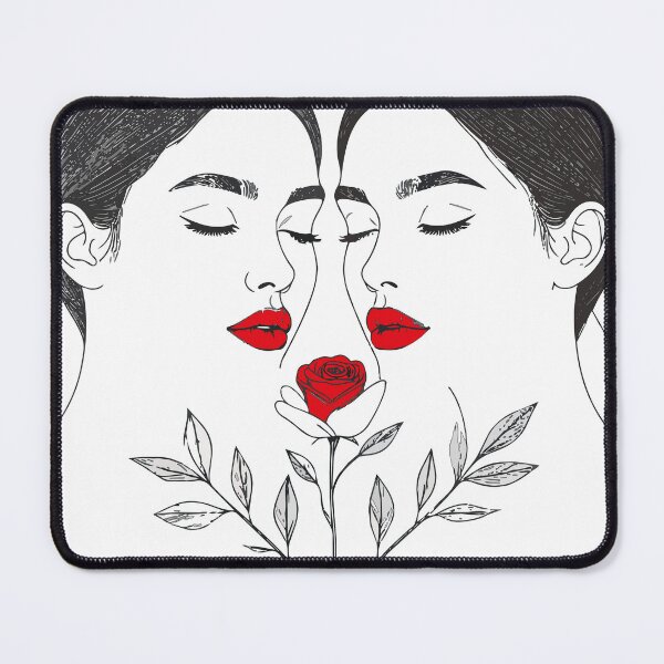 Item preview, Gothic Twin Women with Red Lips Print - Dark Academia Mystic Rose Art Vampire Aesthetic Black Background Wall Decor designed and sold by BestChoiceService.
