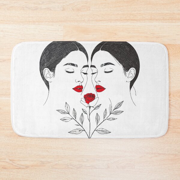 Item preview, Gothic Twin Women with Red Lips Print - Dark Academia Mystic Rose Art Vampire Aesthetic Black Background Wall Decor designed and sold by BestChoiceService.