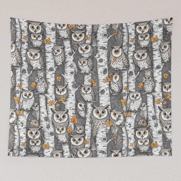 Item preview, Cute Owls and Birch Trees Seamless Pattern Woodland Art designed and sold by dcohea.
