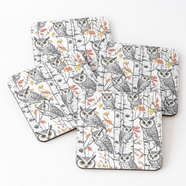 Item preview, Cute Owls and Birch Trees Seamless Pattern Woodland Art designed and sold by dcohea.