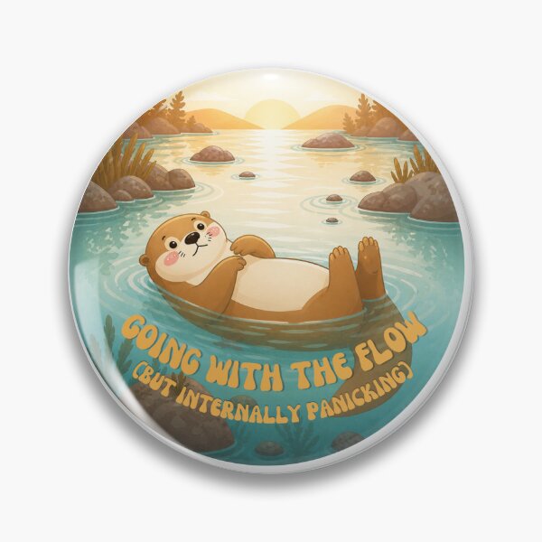 Item preview, Going with the Flow but Internally Panicking - Otter Sticker designed and sold by Pelagic Mood.