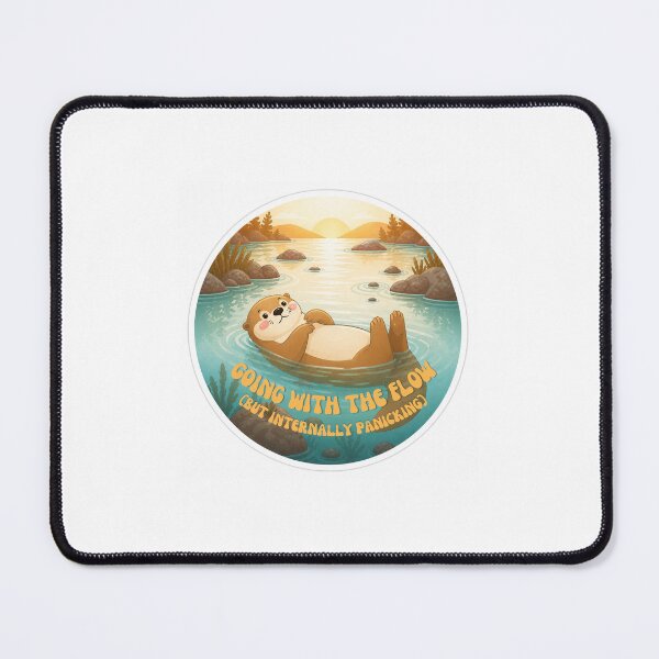 Item preview, Going with the Flow but Internally Panicking - Otter Sticker designed and sold by Pelagic Mood.