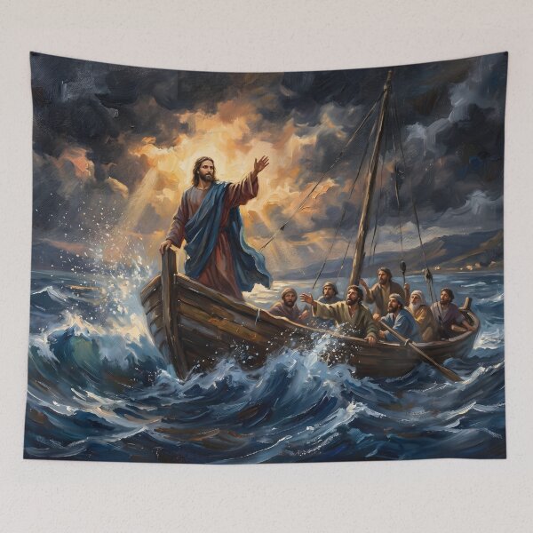 Item preview, Jesus Calming the Storm Oil Painting designed and sold by RRRShop.