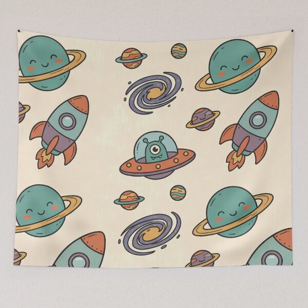 Item preview, Space Rocket Planets Aliens Art Doodles Robots Fantasy  designed and sold by ART ATTACK ZONE.