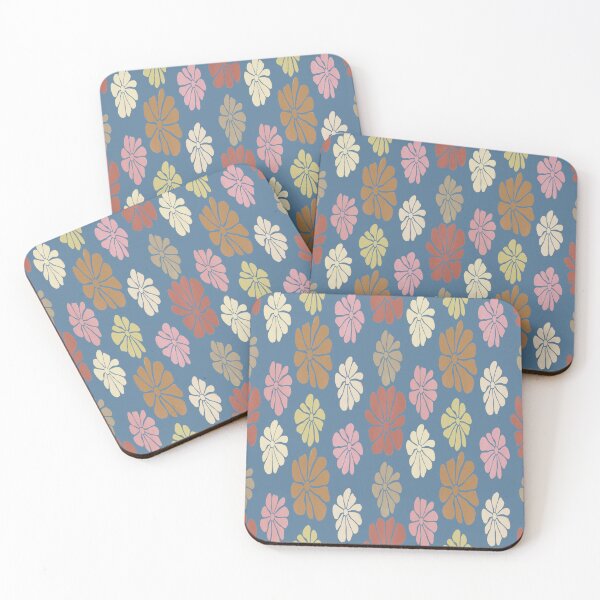 Item preview, Retro Botanical Floral Faded Resort Pattern on Slate Blue designed and sold by PVTCreations.