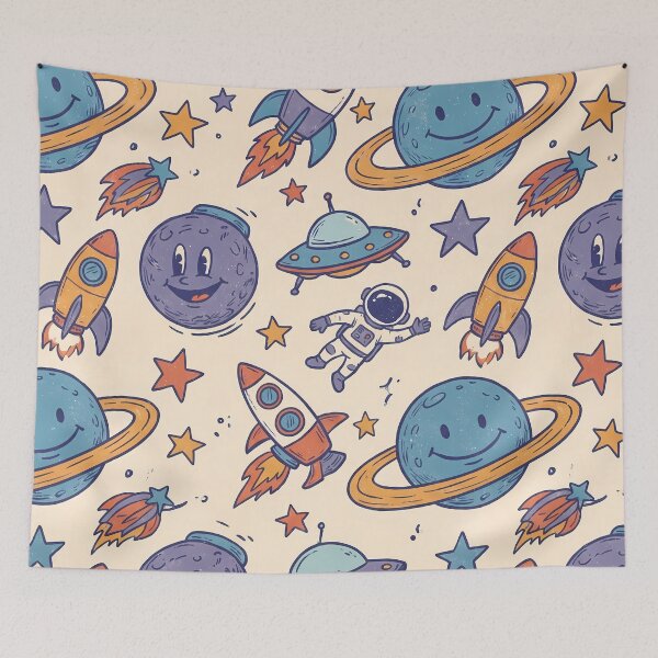 Item preview, Astronaut Space Rocket Planets Aliens Art Doodles Fantasy  designed and sold by ART ATTACK ZONE.