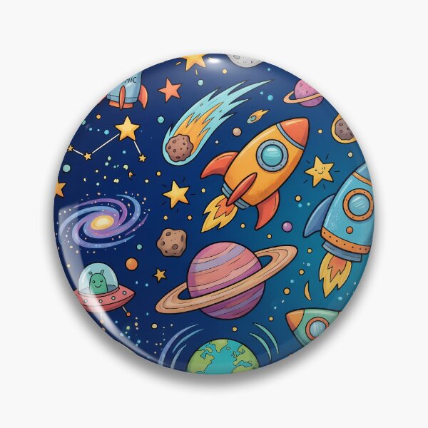 Item preview, Stars Space Rocket Planets Aliens Art Doodles Fantasy  designed and sold by ART ATTACK ZONE.