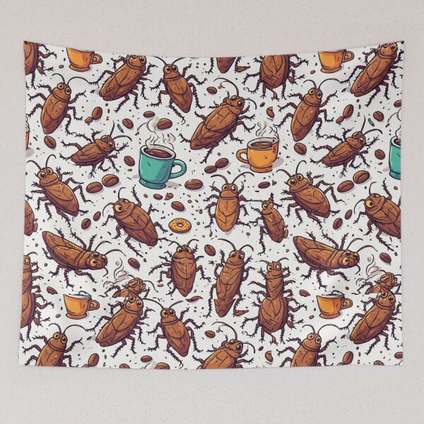 Item preview, Funny Cockroach and Coffee Seamless Pattern Coffee Lover Humor designed and sold by dcohea.