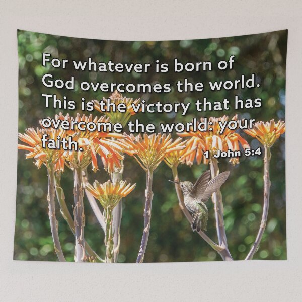 Item preview, 1 John 5:4 Overcomes the World - Hummingbird photograph designed and sold by InsprtnlArtbyDP.