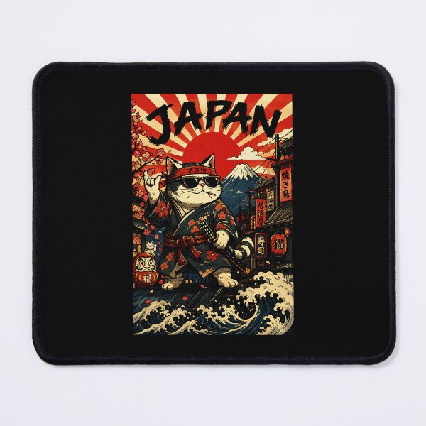 Item preview, Retro Samurai Cat in Vintage Japanese Street Wave designed and sold by eliramaison.