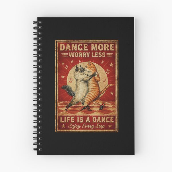 Item preview, Dancing Cats Vintage Poster with Dance More Worry Less Motto designed and sold by ferminhays.