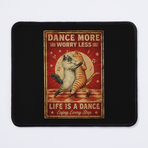Item preview, Dancing Cats Vintage Poster with Dance More Worry Less Motto designed and sold by ferminhays.