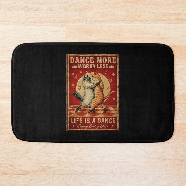 Item preview, Dancing Cats Vintage Poster with Dance More Worry Less Motto designed and sold by ferminhays.