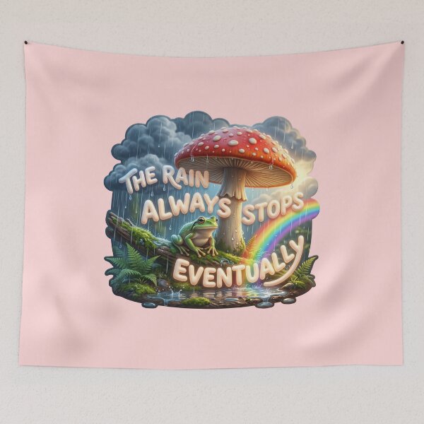 Item preview, The Rain Always Stops Eventually Cottagecore Frog designed and sold by pradeepvisuals.