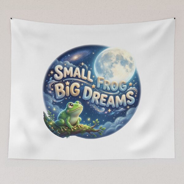 Item preview, Small Frog Big Dreams Night Sky Cottagecore Art designed and sold by pradeepvisuals.