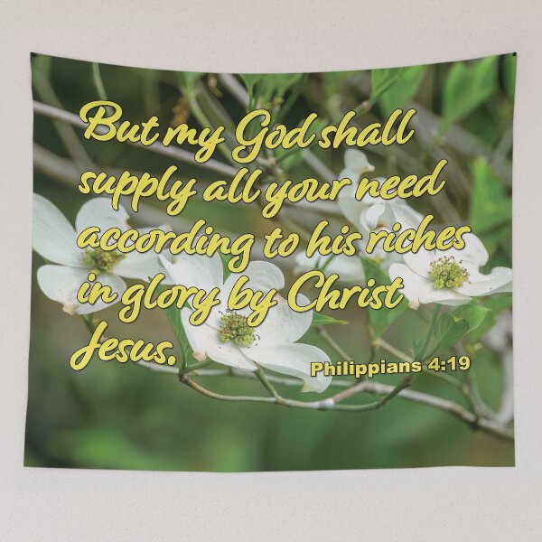 Item preview, Philippians 4:19 My God will supply - Dogwood flowers photograph designed and sold by InsprtnlArtbyDP.