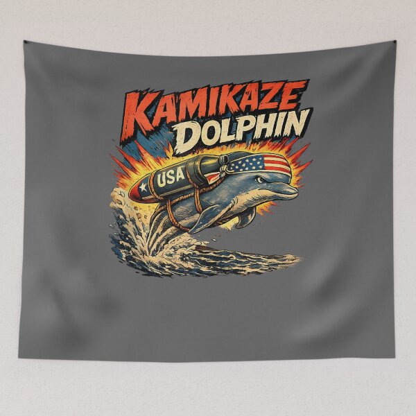 Item preview, Kamikaze Dolphin Retro Comic Military Dolphin Lovers Graphic Tank Top designed and sold by KristineLi.