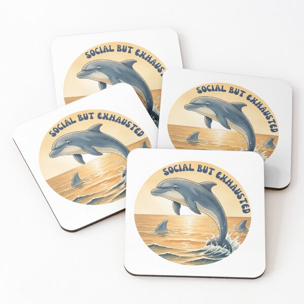 Item preview, Social But Exhausted - Dolphin Sticker designed and sold by Pelagic Mood.