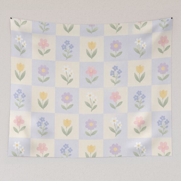 Item preview, Soft Pastel Floral Checkered Seamless Watercolor Pattern designed and sold by optimusprime39.