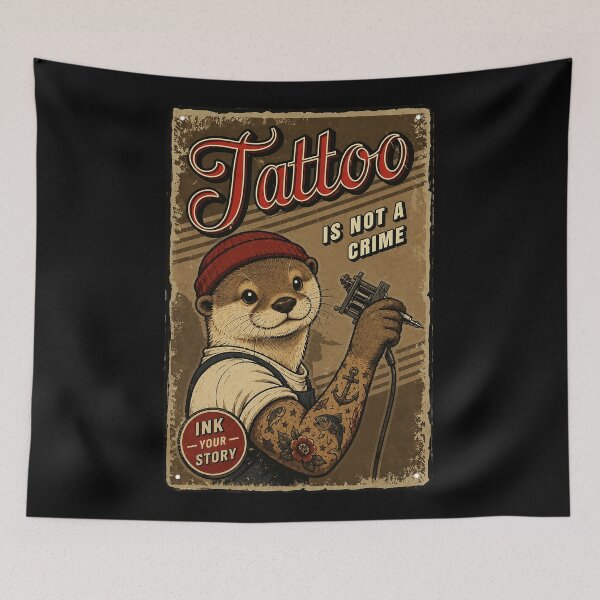 Item preview, Tattoo Is Not a Crime Vintage Otter Tattoo Artist Poster designed and sold by Modaozushi216.