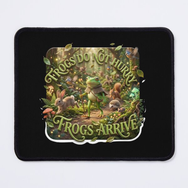Item preview, Frogs Do Not Hurry Frogs Arrive Cottagecore Art designed and sold by pradeepvisuals.