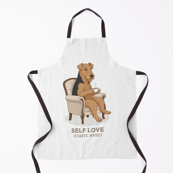 Item preview, Cozy Airedale Terrier Dog Drinking Coffee Vintage designed and sold by Cozy Vintage Animal.