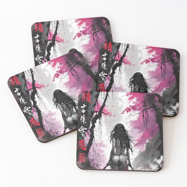 Item preview, Japanese Samurai Woman Sakura Ink Art designed and sold by Neer arts.