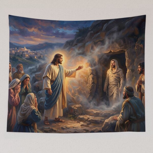 Item preview, Jesus Resurrection of Lazarus Raising Biblical Painting designed and sold by RRRShop.