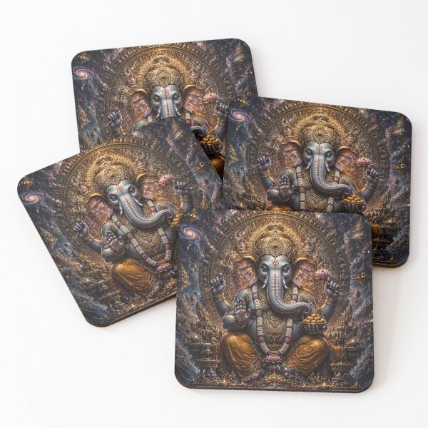 Item preview, Ganesh Chaturthi Series – Cosmic Ganpati Galaxy Temple Artwork designed and sold by Homyar.